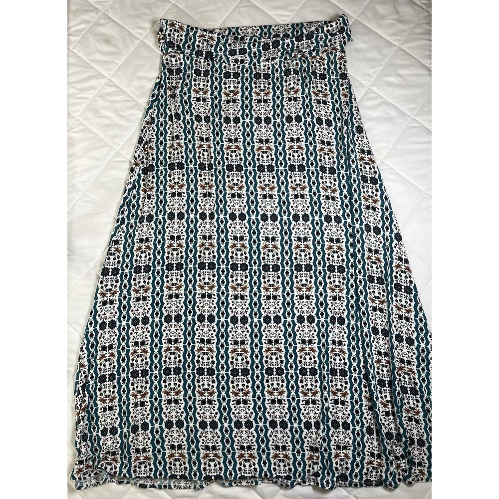 Loveappella Skirt Womens Medium Petite Boho Midi Maxi Stretch Floral Casual - Picture 1 of 10